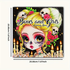 Adult Coloring Book Flower Bone Girl Coloring Book 20 Pages