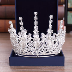 Golden Rhinestone Crown Tiara For Women Bride Wedding Hair Accessories