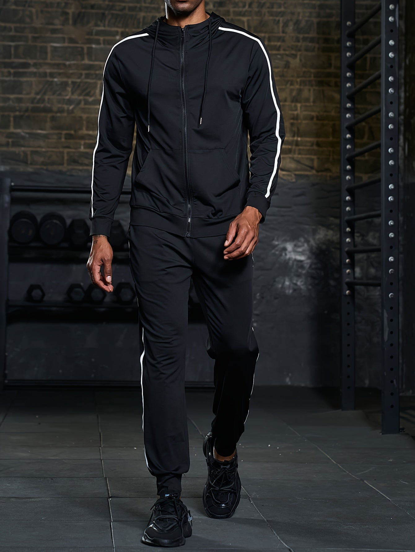 Men's Sports 2pcs Set Zip Up Hoodie Joggers Matching Set
