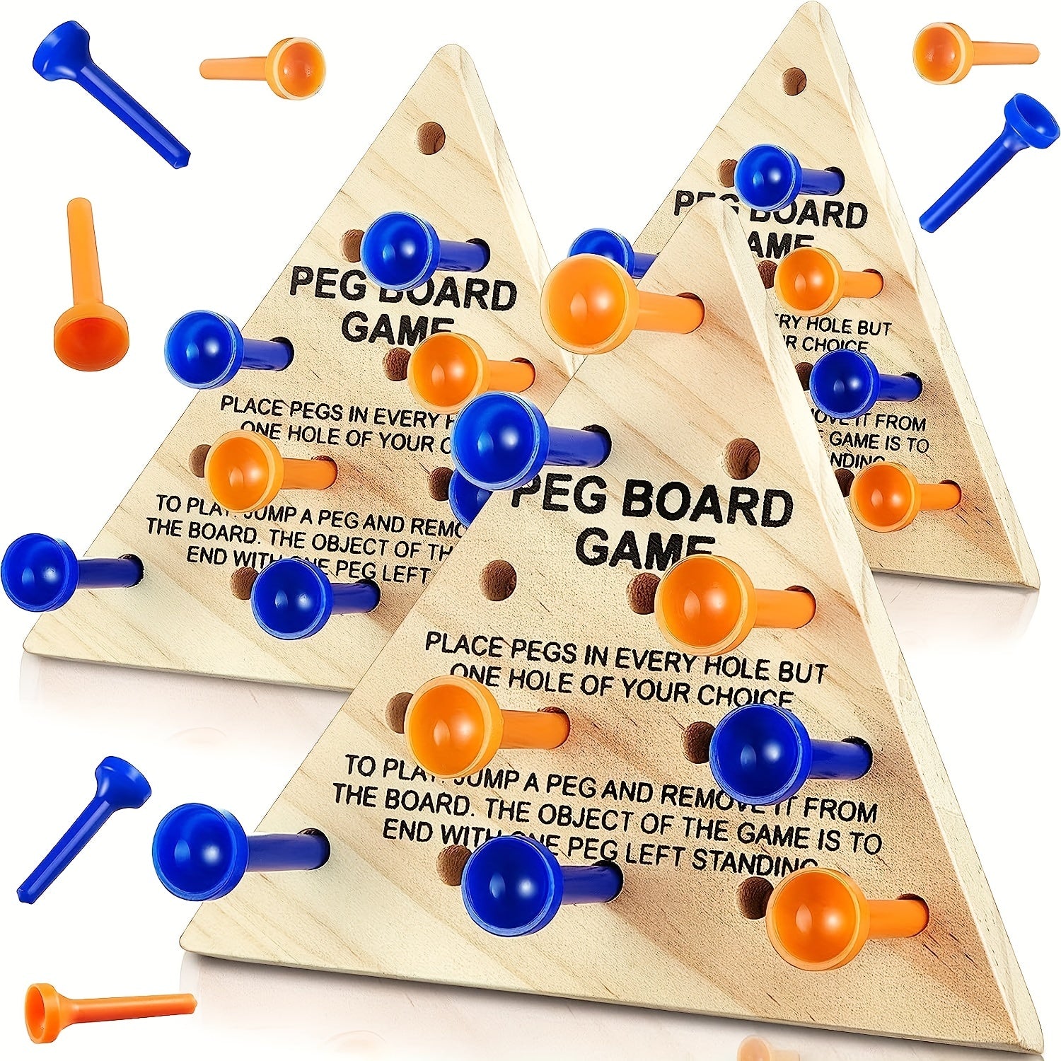 Wooden Triangle Peg Games - Family Board Game - Travel Games