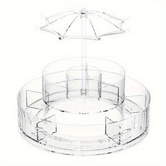 3-Layer Plastic Makeup Storage Box with Rotating Dispenser Tray