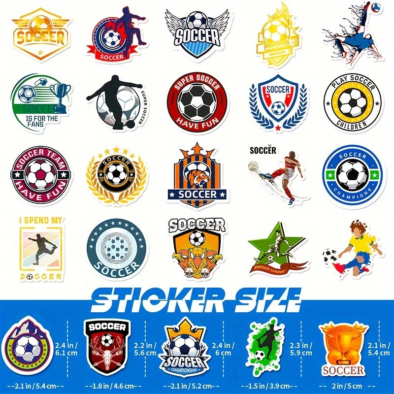 50pcs Football Stickers PVC Trophy Football Stickers For Luggage Computer