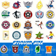 50pcs Football Stickers PVC Trophy Football Stickers For Luggage Computer