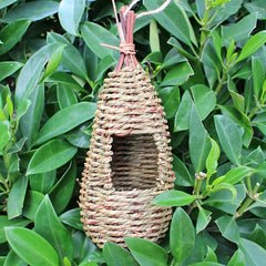 Handwoven Straw Bird House for Parrot/Parakeet