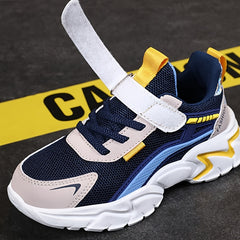 Boys Mesh Sneakers Hook and Loop Lightweight Anti Slip Shoes
