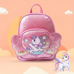 Love Heart Unicorn Backpack For Kids Sequin Kindergarten School Bag