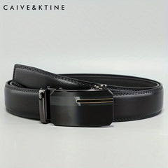 Men's Cowhide Leather Business Belt With Automatic Buckle