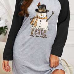 Christmas Nightdress Raglan Long Sleeve Round Neck