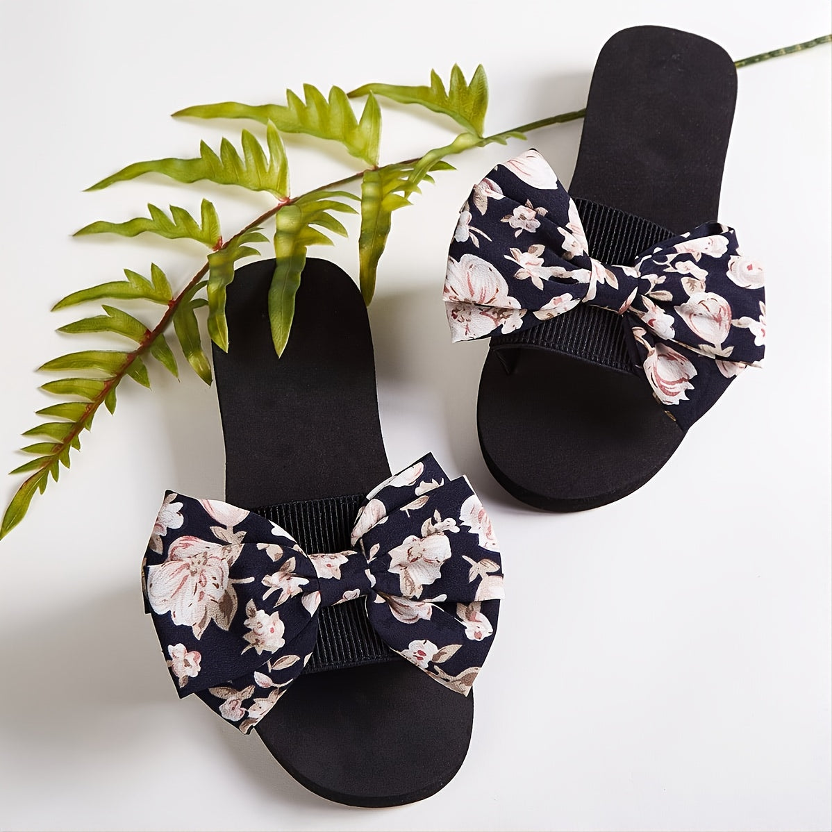 Floral Print Slippers Platform Open Toe Casual Shoes