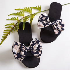 Floral Print Slippers Platform Open Toe Casual Shoes