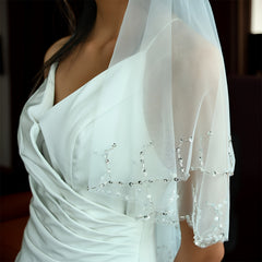 Bridal Bridesmaid Veil Accessory with Sequins High End Short 0.75M Hair Comb