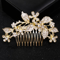 Crystal Flower Leaf Hairpin Hair Comb Clip For Women Bride Rhinestone Party