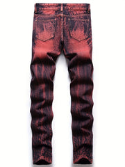 Boys Ripped Tie Dye Jeans Slim Fit Denim Pants