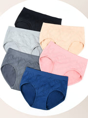 6pc Textured Briefs Comfy & Stretchy Intimates Panties Women's Underwear