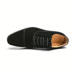 Men's Cap Toe Faux Suede Oxford Shoes Lace Up Formal Dress Business Wedding