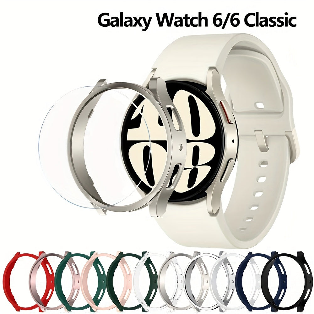 Galaxy Watch 6 Glass Case 40mm 44mm PC Frame Bumper Cover