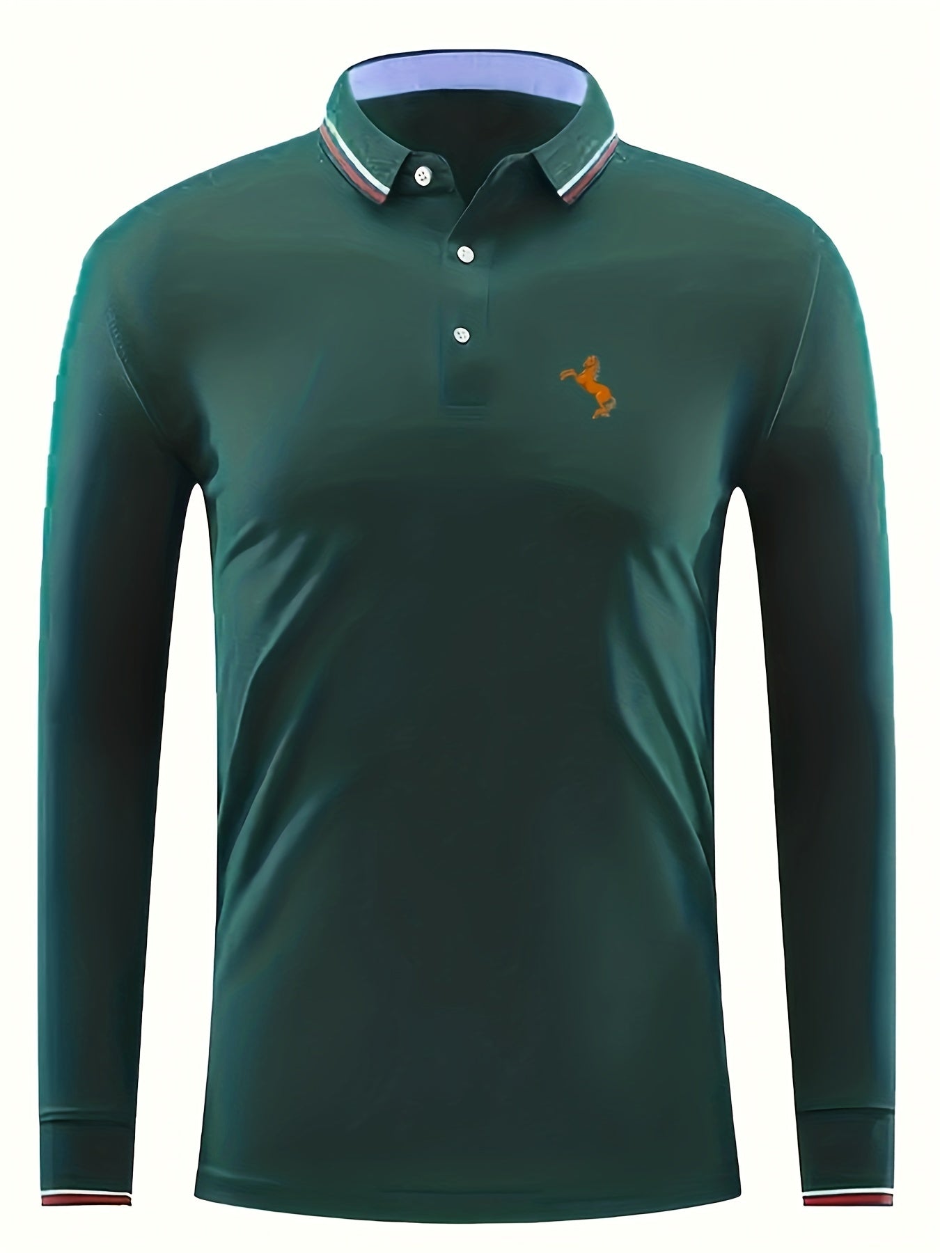 Men's Horse Print Polo Shirt Casual Breathable Button Up Lapel