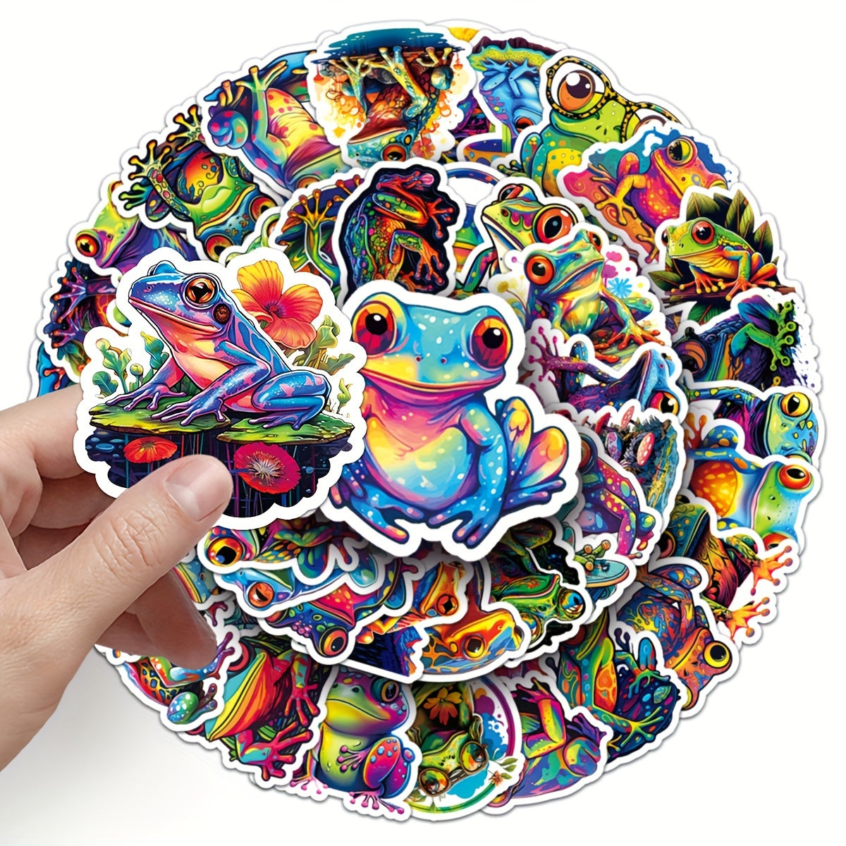50pcs Colorful Frog Cartoon Animal Hand painted Stickers DIY Decoration