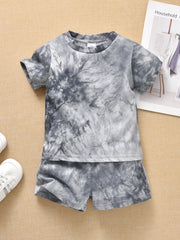 Toddler Tie Dye Short Sleeve Shirt Top Shorts Set