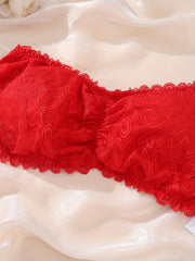 Women's Plus Ruched Heart Lace Tube Bra