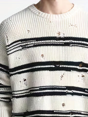 Men's Stripe Print Knit Long Sleeve Sweater for Autumn Winter