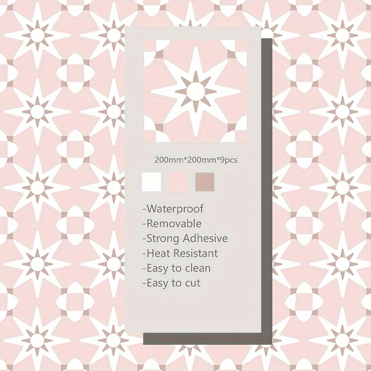 9pcs Pink Printed Floor Stickers Waterproof Anti-slip Home Decoration