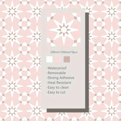 9pcs Pink Printed Floor Stickers Waterproof Anti-slip Home Decoration