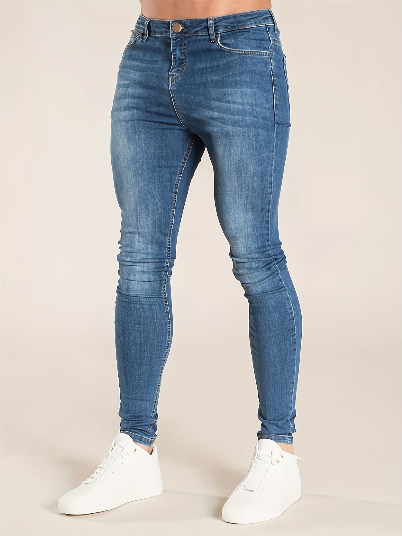 Men's Slim Fit Jeans Mid Stretch Denim Pants
