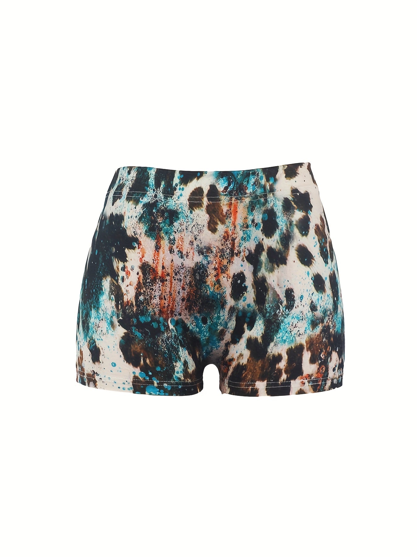Anchor & Leopard Print Skinny Shorts