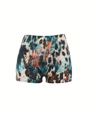 Anchor & Leopard Print Skinny Shorts