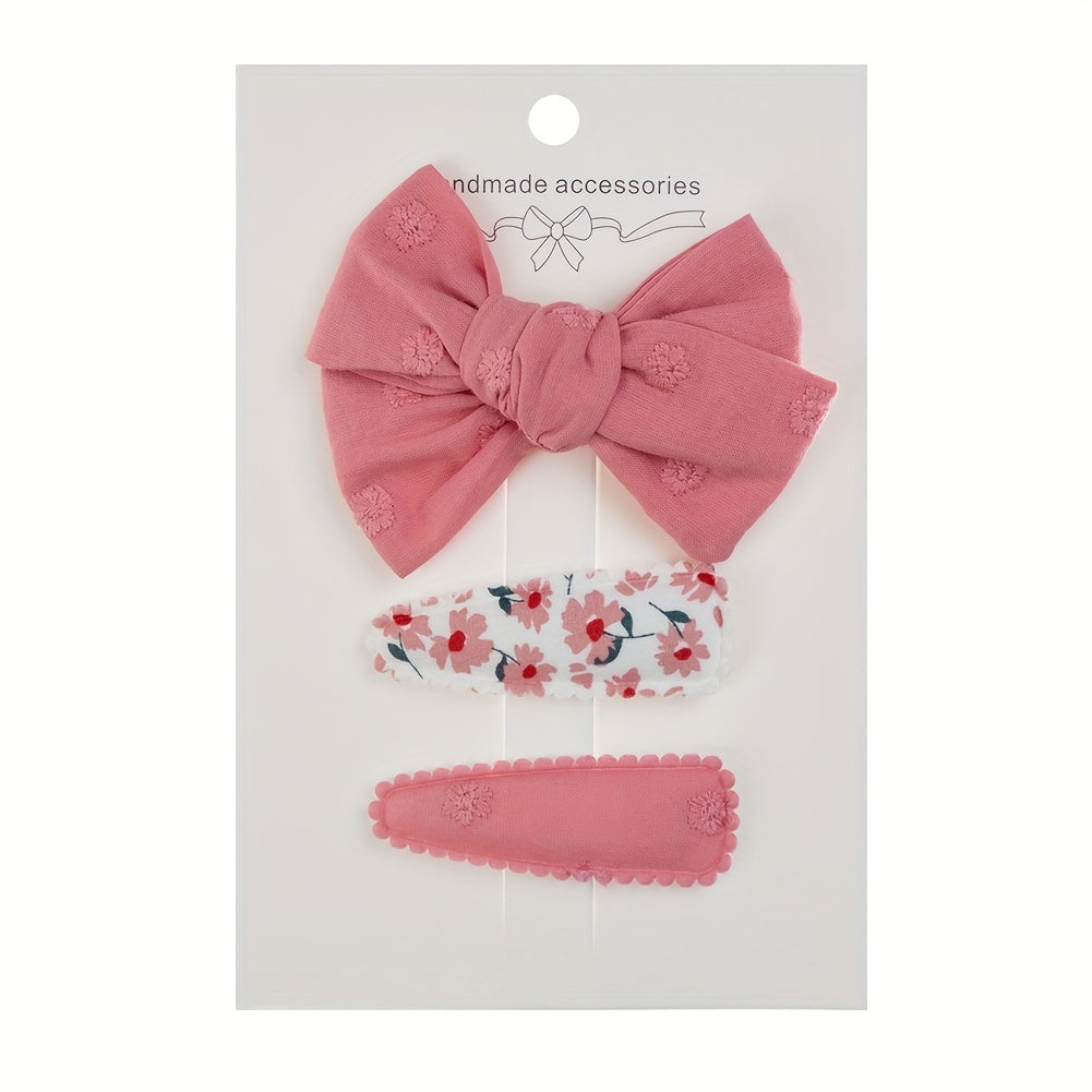 3pcs Baby Girls Bow Flower Hair Clips Set