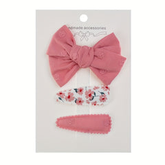 3pcs Baby Girls Bow Flower Hair Clips Set