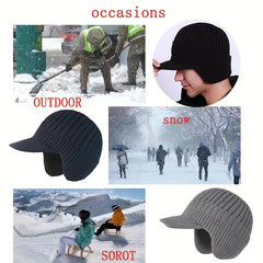 Men's Winter Knit Hat With Earflap Velvet Thickened