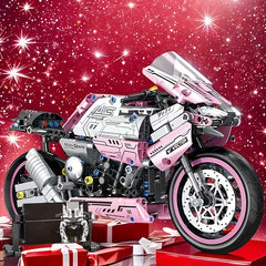 2710pcs Pink Motorcycle Building Block Set Stylish Toy Model Realistic Details