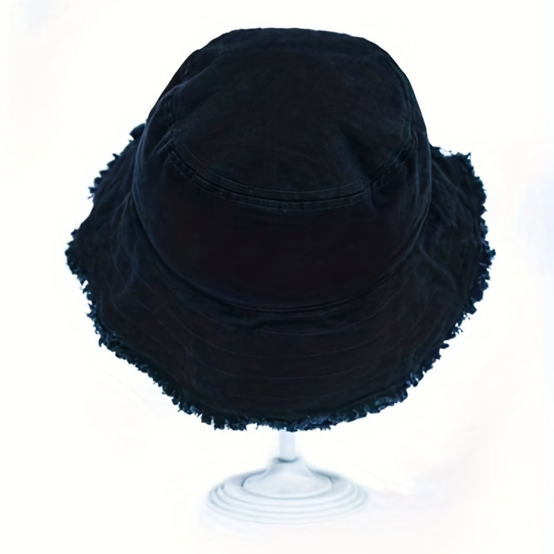 Dark Lined Raw Edge Bucket Hat Sun Hat Sunshade All-match Casual Hat