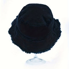 Dark Lined Raw Edge Bucket Hat Sun Hat Sunshade All-match Casual Hat