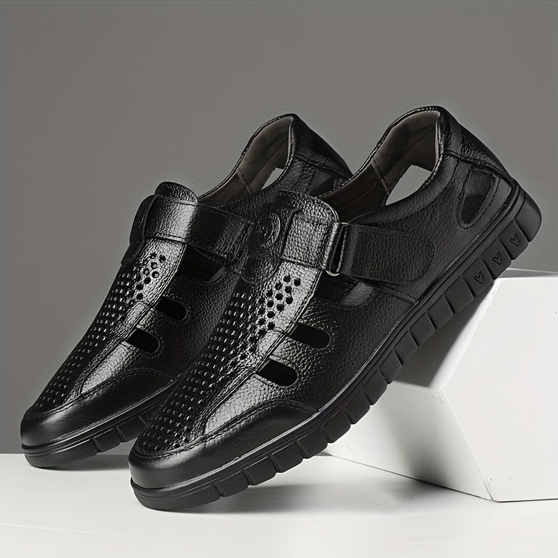 Men's Closed Toe Sandals Hook and Loop Fastener Non Slip Casual Shoes