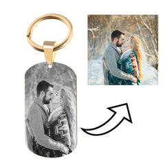 Personalized Photo Key Ring for Men Stainless Steel Key Chain Gift