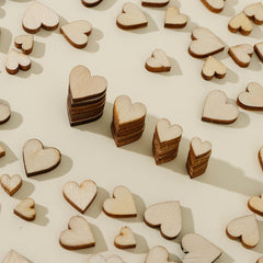 100pcs Wood Heart Cutouts Unfinished Wooden Heart Slices