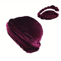 Golden Velvet Mens Headband Cap Elastic Soft Solid Cap