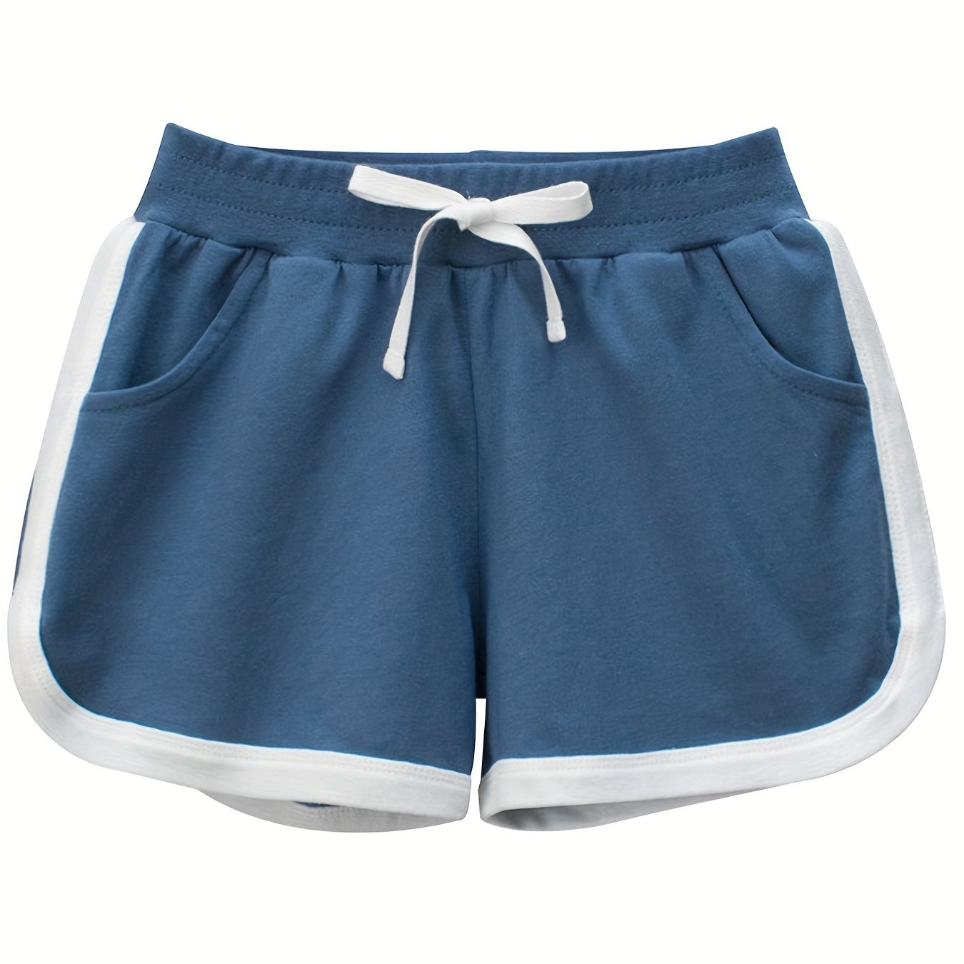 Girls' Contrast Binding Elastic Waist Casual Shorts