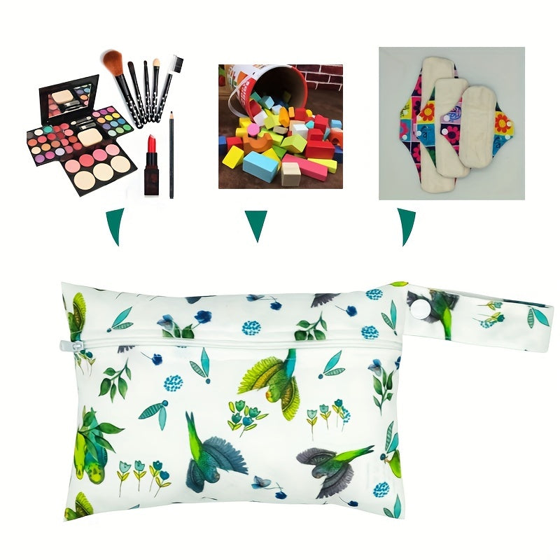 2pcs Pattern Wet Dry Bag Waterproof Reusable Diaper Storage Bag