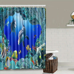 The Ocean Dolphins Waterproof Shower Curtain And Blanket Set