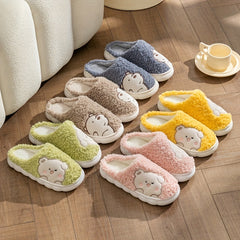 Women's Cartoon Slippers Round Toe Non-slip Home Fluffy Soft Indoor Shoes