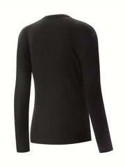 Ribbed Base Layer Long Sleeve Tee Round Neck Tight Workout Top Women's Activewea