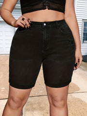 Women's Plus Ripped High Rise Denim Shorts