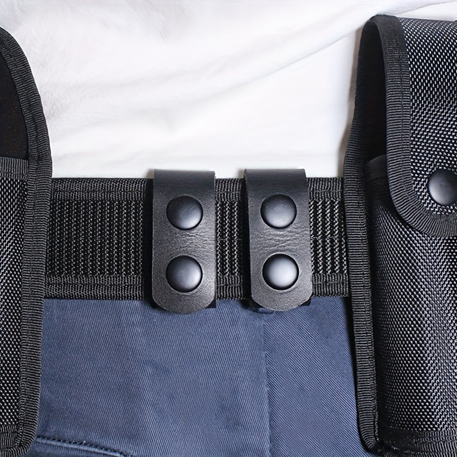 4pcs Tactical Fixed Buckles PU Leather Belt Keepers for Outdoor Mountaineering