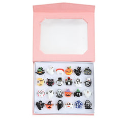 24pcs Halloween Little Girl Jewel Rings Set - No Duplication