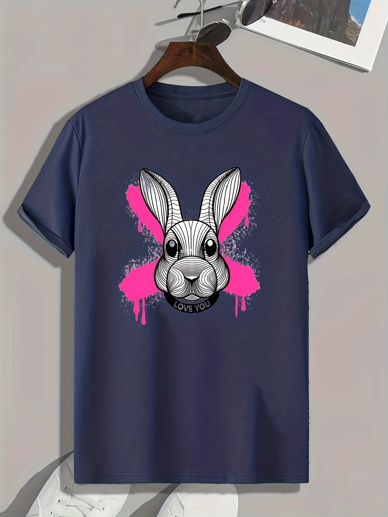Rabbit Print Men's Graphic T shirt Casual Comfy Tees For Summer