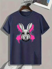 Rabbit Print Men's Graphic T shirt Casual Comfy Tees For Summer